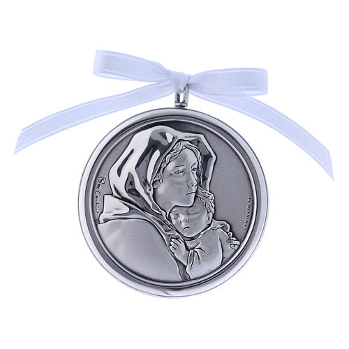 Medallón para cuna redonda Virgen Ferruzzi cinta blanca 1