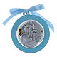 Medallón para cuna Ángeles cinta azul bilaminado detalles oro s1