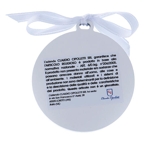 Medallón para cuna Ángeles de bilaminado cinta blanca detalles oro 4 cm 2