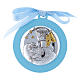 Medallón para cuna Ángeles con estrellas cinta azul bilaminado detalles oro 4 cm s1