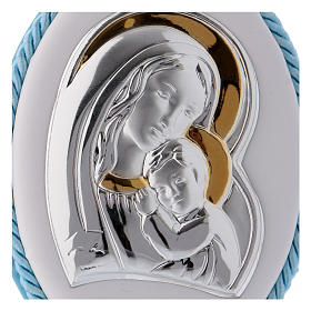 Cradle decoration Our Lady with Baby Jesus in light blue with musical box
