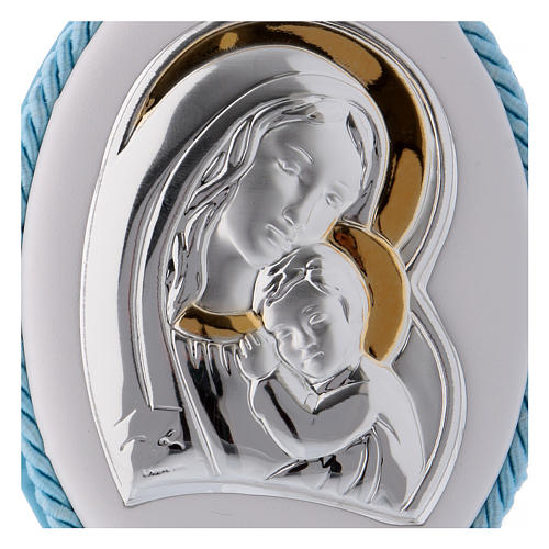 Cradle decoration Our Lady with Baby Jesus in light blue with musical box 2