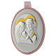 Medalla para cuna rosa con imagen S. Familia y Carillón s1