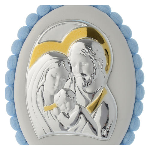 Médaille lit pompons bleu St Famille et carillon 2