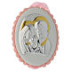 Medallón para cuna pompón rosa con Sagrada Familia y Carillón s1