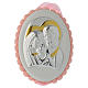 Médaille lit pompons rose avec St Famille et carillon s2