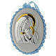 Medalha de berço pompons azul Virgem com o Menino e caixa de música s1