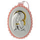 Médaille lit pompon rose Vierge Enfant avec carillon s1