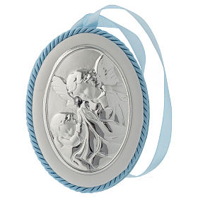 Cradle headboard medallion light blue with angel and musical box