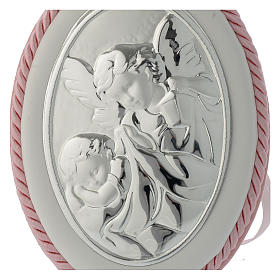 Cradle headboard medallion with Guardian Angel and musical box pink