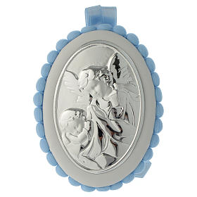 Médaille de lit bleu pompon Ange carillon