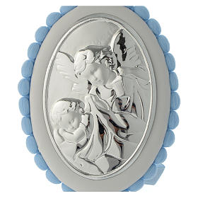 Médaille de lit bleu pompon Ange carillon