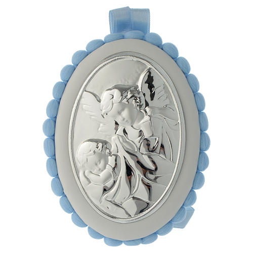 Médaille de lit bleu pompon Ange carillon 1