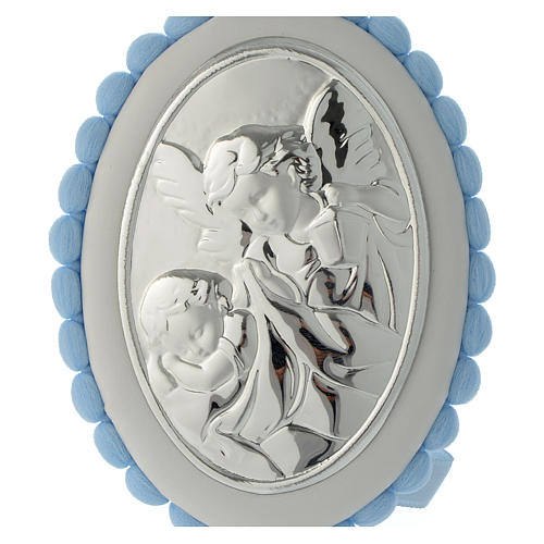 Médaille de lit bleu pompon Ange carillon 2