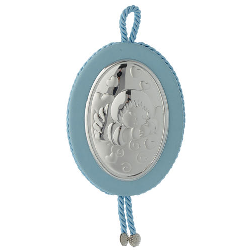 Médaille de lit Ange et coeurs carillon bleu 1
