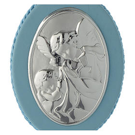 Cradle headboard light blue with Guardian Angel and musical box