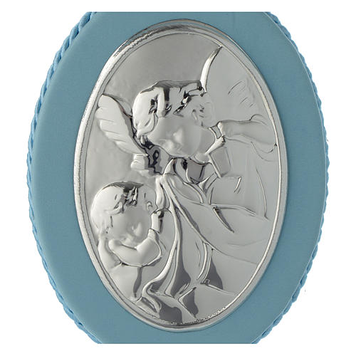 Cradle headboard light blue with Guardian Angel and musical box 2