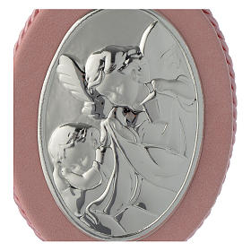 Medallón para cuna rosa Ángel de la Guarda carillón