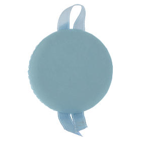 Medalhões e Medalhas para Berço: Medalha de berço Padre Pio com caixa de música azul