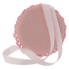 Médailles et icône pour lit enfant: Médaille ronde Vierge à la Chaise carillon rose