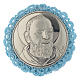 Medalhão redondo prata Padre Pio e caixa de música azul s1