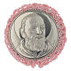 Medaillon aus Silber mit Pater Pius und rosa Glockenspiel s1