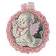 Silver cradle decoration with Angel and musical box in pink s1