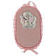 Capoculla rosa ovale Argento e smalto Angelo con preghiera e Carillon s1