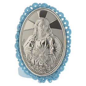 Medallón para cuna Sagrado Corazón Azul con Carillón