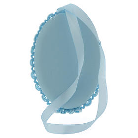 Medalhões e Medalhas para Berço: Medalhão de berço Sagrado Coração azul com caixa de música