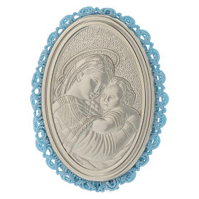 Medallón  Plata para cuna Virgen de la Silla carillón Azul
