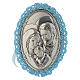 Medaillon-Dekoration fűr Wiege aus Silber mit Heiliger Familie und himmelblauem Glockenspiel s1