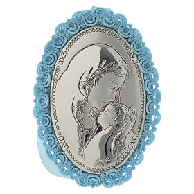 Motherhood cradle decoration in double layer silver with musical box light blue