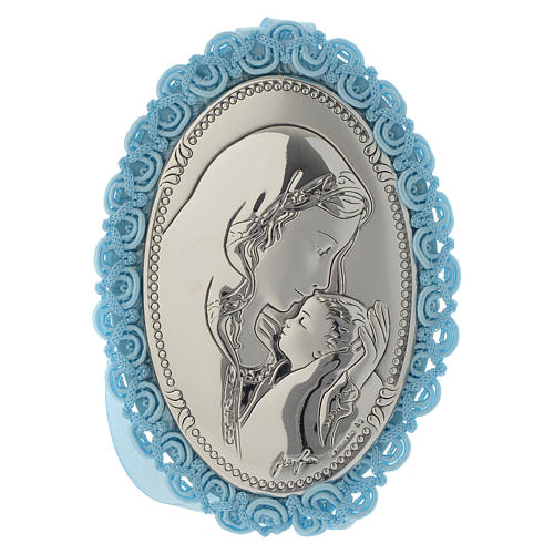 Motherhood cradle decoration in double layer silver with musical box light blue 1