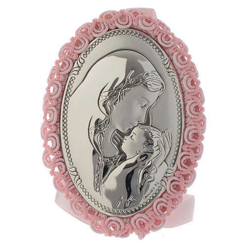 Médaillon lit argent bi-laminé Maternité carillon rose 1