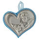 Crib toy with heart and silver plate with angel image and musical box pale blue colour s1