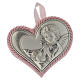 Obrazek nad kołyskę Serce płytka srebro z Aniołem Pozytywką różowy s1