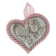 Obrazek nad kołyskę srebrny Serce Anioł Stróż różowy medalion s1