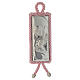 Medalha para berço rectangular prata e tecido Anjinho cor-de-rosa s1