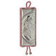 Medalhão Maternidade rectangular prata e tecido cor-de-rosa caixa de música s1