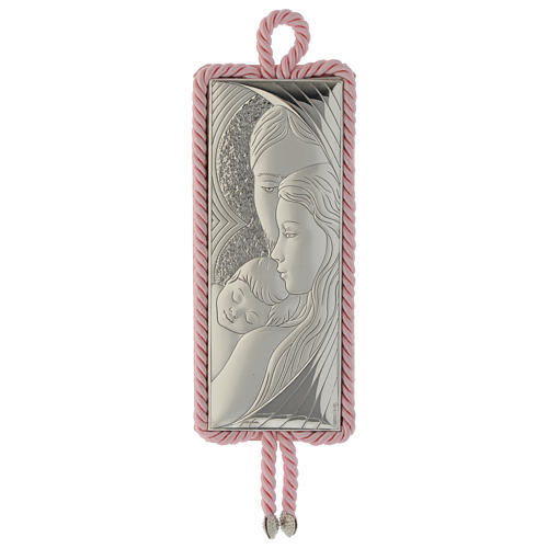 Medaglione S. Famiglia rettangolare Argento Carillon rosa 1
