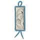 Our Lady with Baby Jesus silver medallion rectangular shape in pale blue with musical box s1