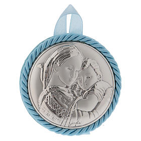 Medalhões e Medalhas para Berço: Medalha para berço azul com caixa de música Maternidade