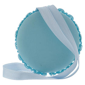 Médailles et icône pour lit enfant: Médaille pour berceau bleue avec ange carillon