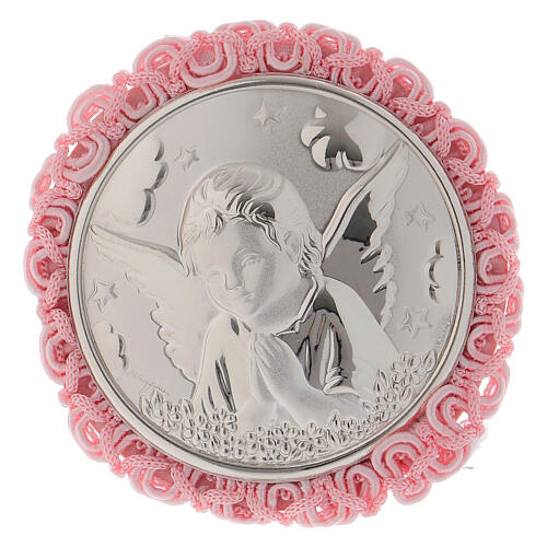 Pink guardian angel crib medal with carillon music 1