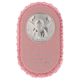 Oval medal for cradle with music box, angel and prayer, ITA