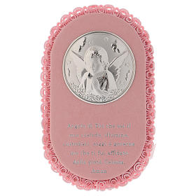 Médaille ovale pour berceau avec ange et prière ITA carillon
