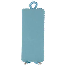 Medals and decorations for cradle: Crib decoration with Mother and Child and sky blue carillon Medals and decorations for cradle: Crib decoration with Mother and Child and sky blue carillon