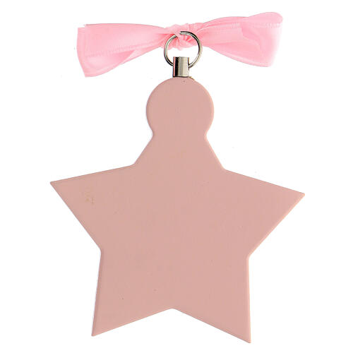 Medalha para berço estrela cor-de-rosa anjinho 3