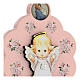Schutzengel-Medaillon für Kinderbett, rosa, Blütenform, mit Schleife s2